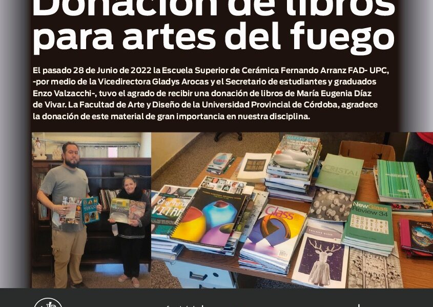 Se realizó una importante donación de libros y material didáctico sobre Artes del Fuego