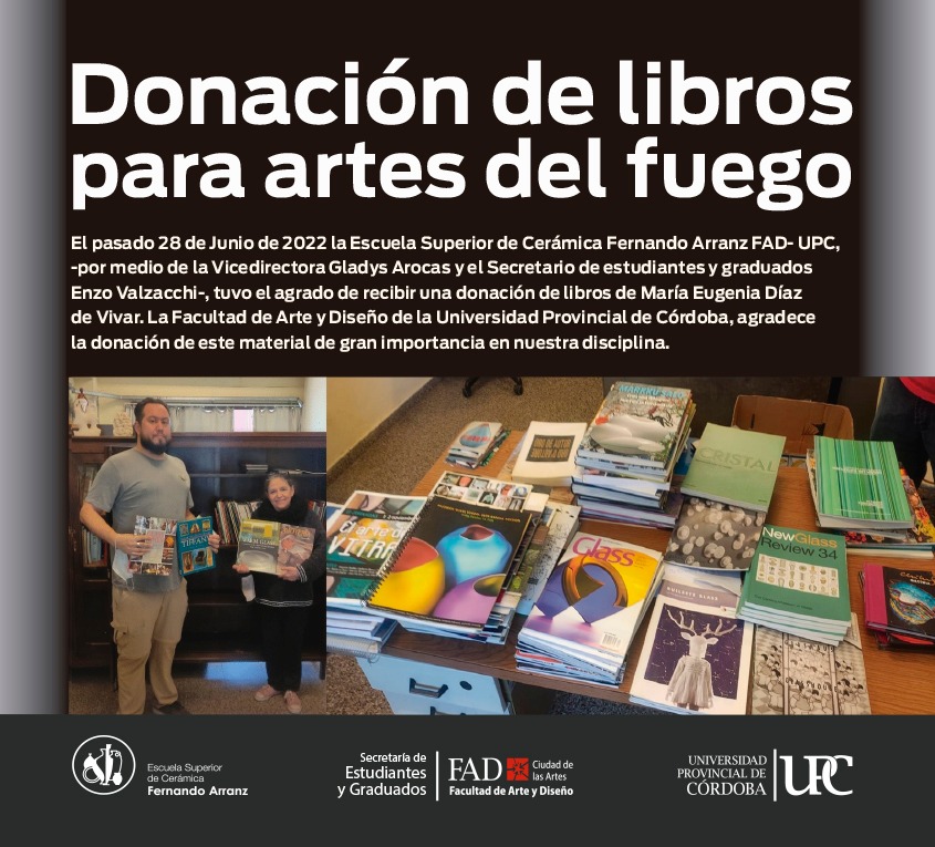Se realizó una importante donación de libros y material didáctico sobre Artes del Fuego