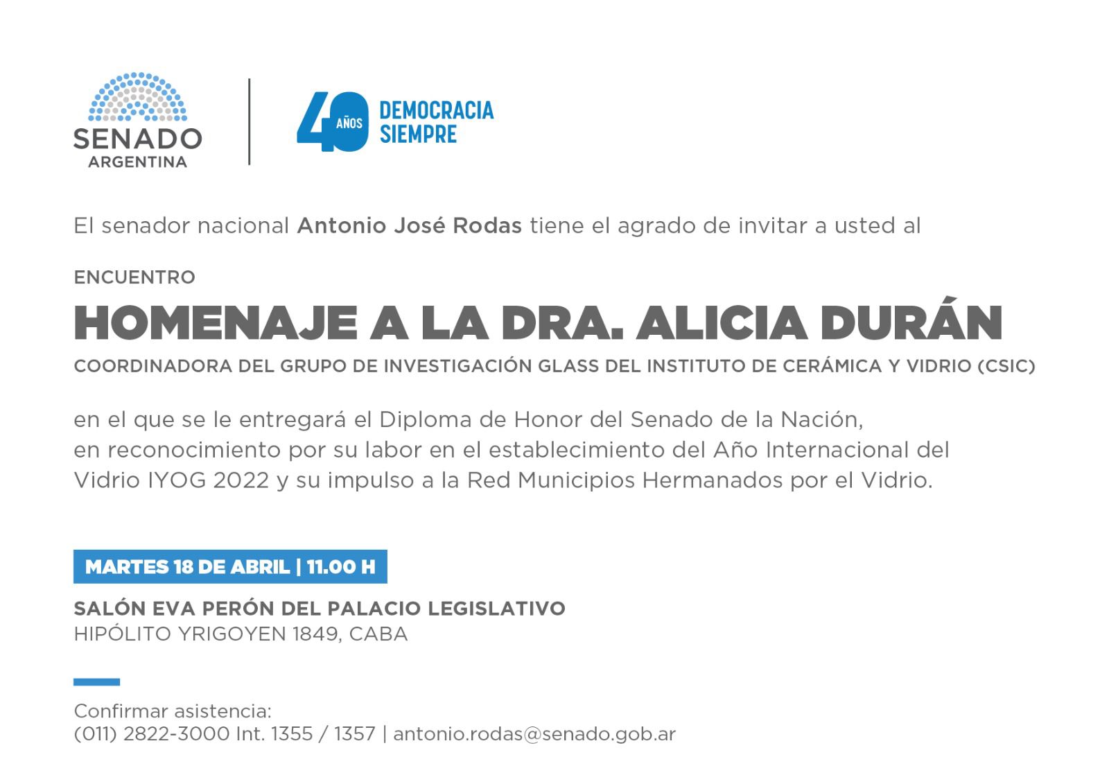 Alicia Duran Año Internacional del Vidrio IYOG 2022