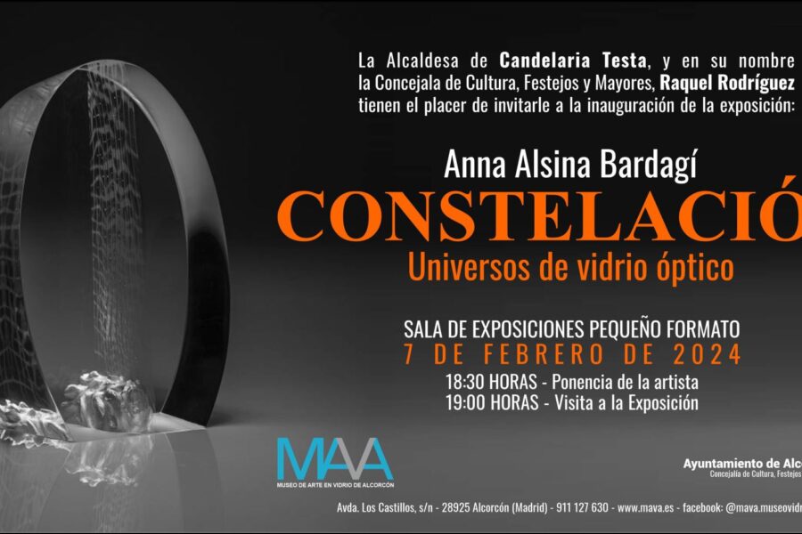 Constelación Universos de vidrio óptico Anna Alsina Bardagí 7 febrero - 7 abril 2024 Museo de arte contemporáneo de vidrio de Alcorcón (MAVA)