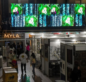 Ingrid Bahna obra “Atrapando el Viento”, presentada en ARTWEEK 2025, Centro Cultural Estación Mapocho, Santiago de Chile.