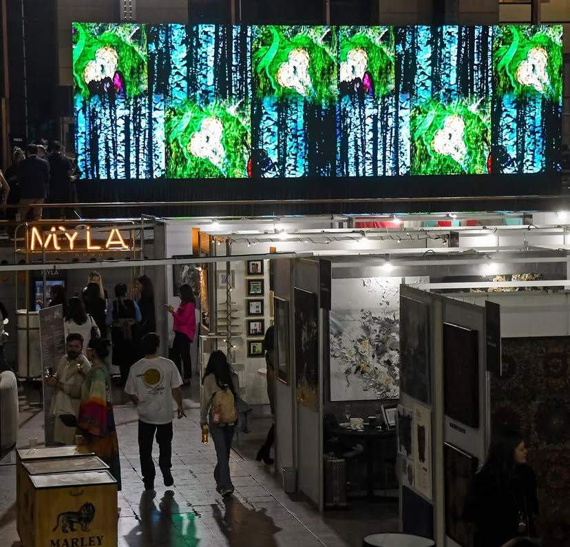 Ingrid Bahna obra “Atrapando el Viento”, presentada en ARTWEEK 2025, Centro Cultural Estación Mapocho, Santiago de Chile.