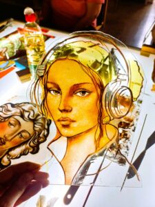 GLASS Artist Open Studio Barcelona Vitrales Maribel Navarro Grisalla