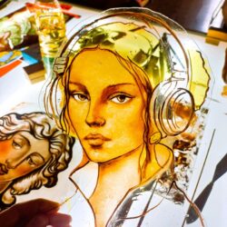 GLASS Artist Open Studio Barcelona Vitrales Maribel Navarro Grisalla