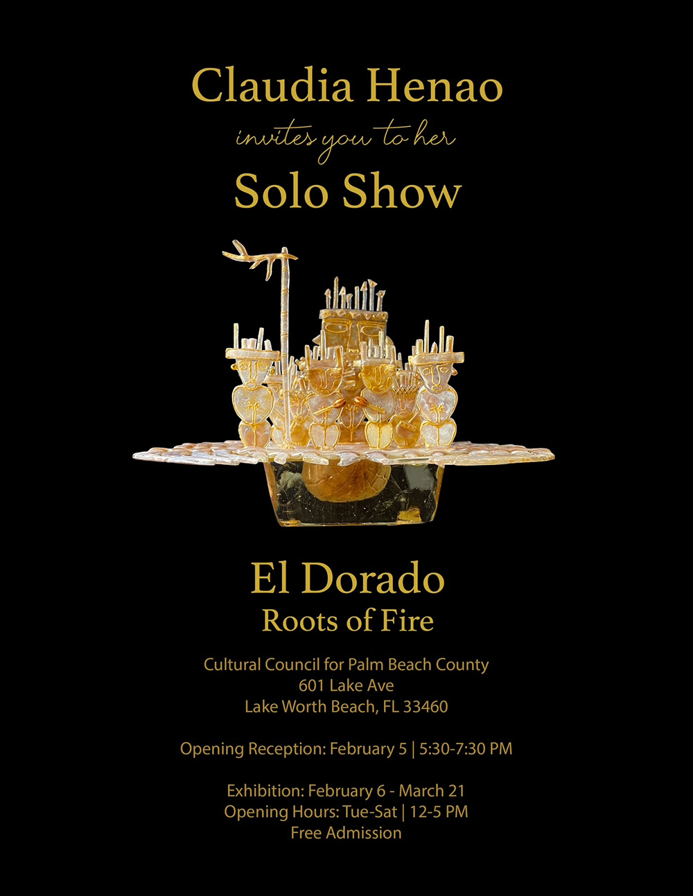 Obras en vidrio de Claudia Henao inspiradas en arte precolombino en Cultural Council Palm Beach