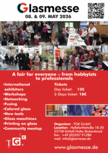 Feria del vidrio en Europa: Glasmesse 2026 reúne vidrio coloreado, herramientas, maquinaria, workshops y networking para artistas y profesionales del sector.